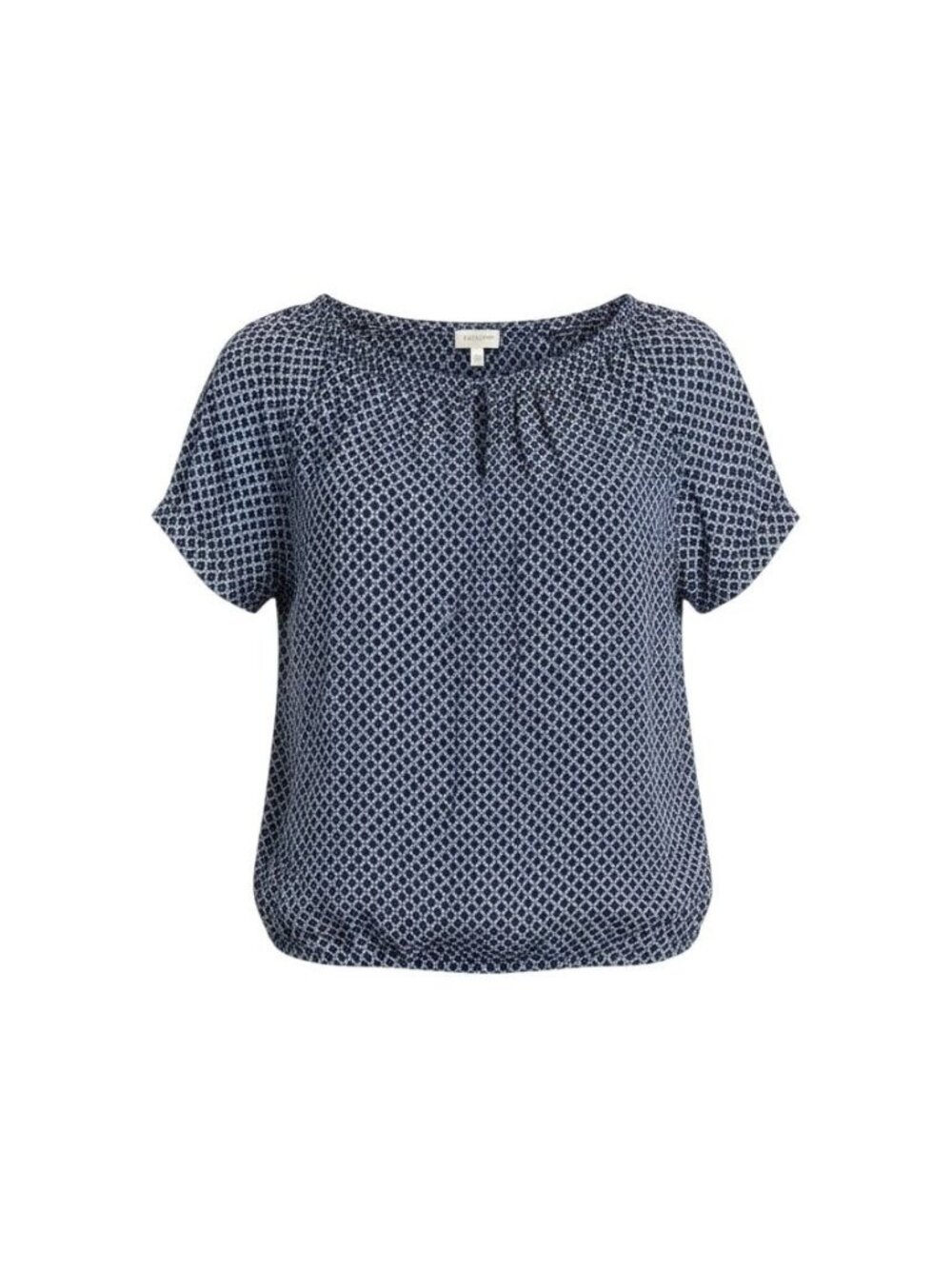 Jaclyn Smith Womens Blue Geometric Print Short Sleeve Blouse XXL